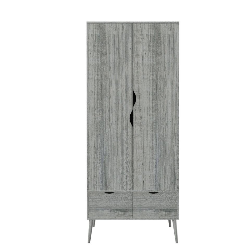 Hortencia Solid Wood Wardrobe, Ash Grey