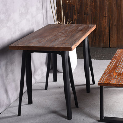 Brushed Silver And Natural Wood Dining Table