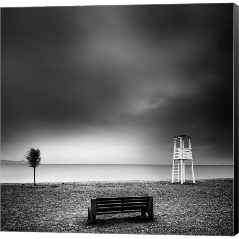 «Bench on the Beach» par George Digalakis, art mural sur toile
