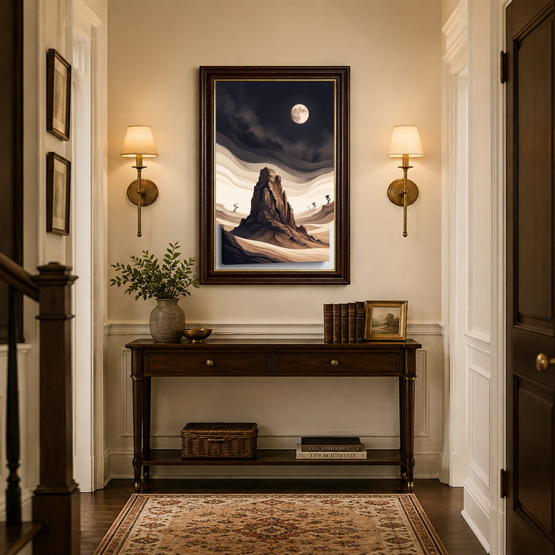 «Desert Rock Formation Under Full Moon», art mural sur toile, 18"H x 12"W
