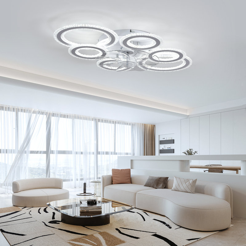 76cm LED Dimmable Reversible Flush Mount Ceiling Fan with Lights and Remote, White