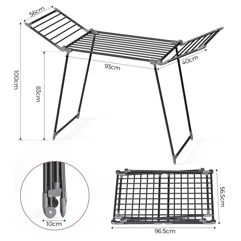 Winged Clothes Drying Rack, Black