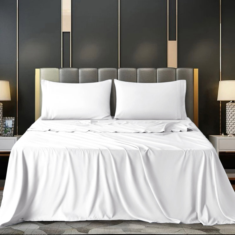  6 Pieces Microfiber Bed Sheet Set, White