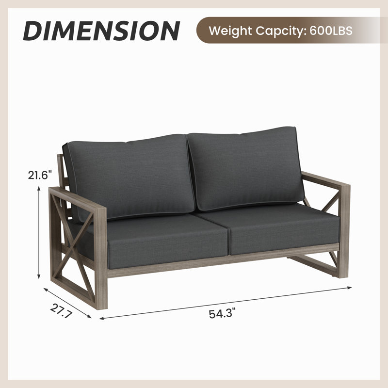 Canapé d'extérieur 3 places en aluminium, Gris