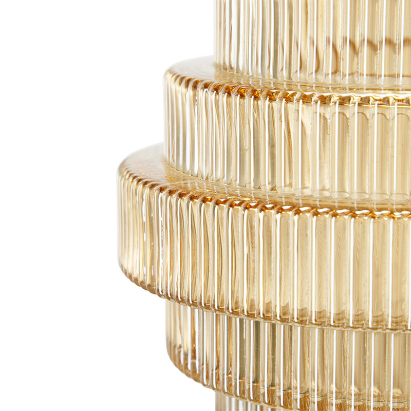 Vase ambré géométrique à niveaux, 6.7" H x 5.9" W x 5.9" D, Gold, 2 pieces
