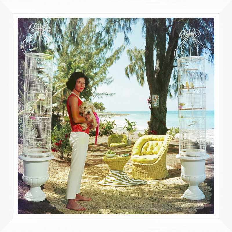 Gloria Schiff Print by Slim Aarons, White Single Picture Framed, 36" H x 36" W x 1.5" D