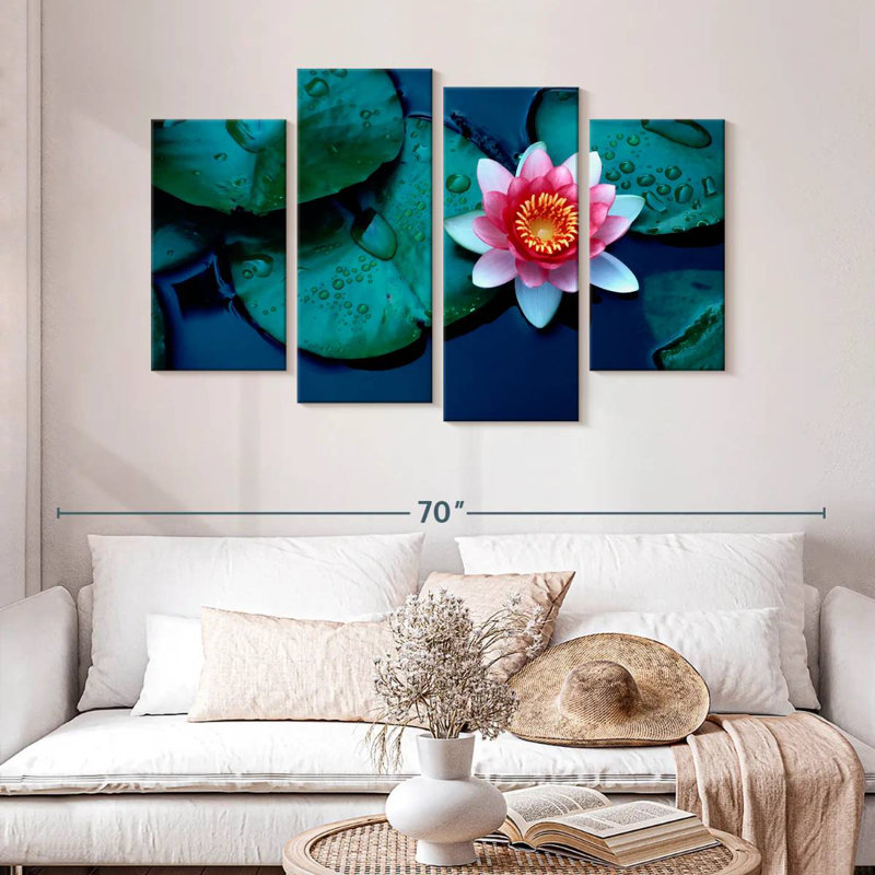 Harnek Vibrant Pond Lotus, 32" H x 52" W