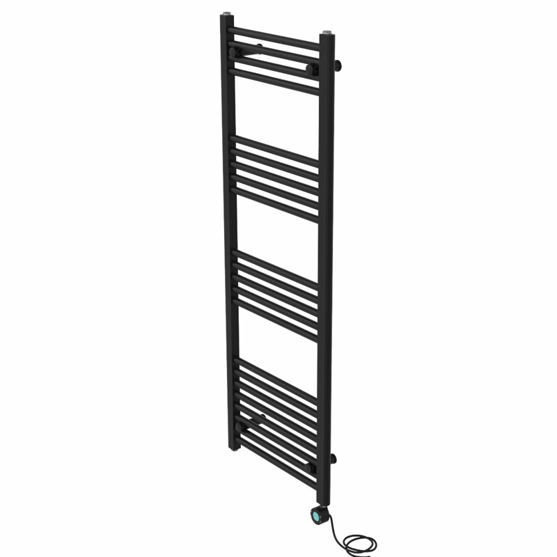 Shannen Straight Towel Rail Heated Towel Rails, Black, 140cm H x 50cm W x 3cm D