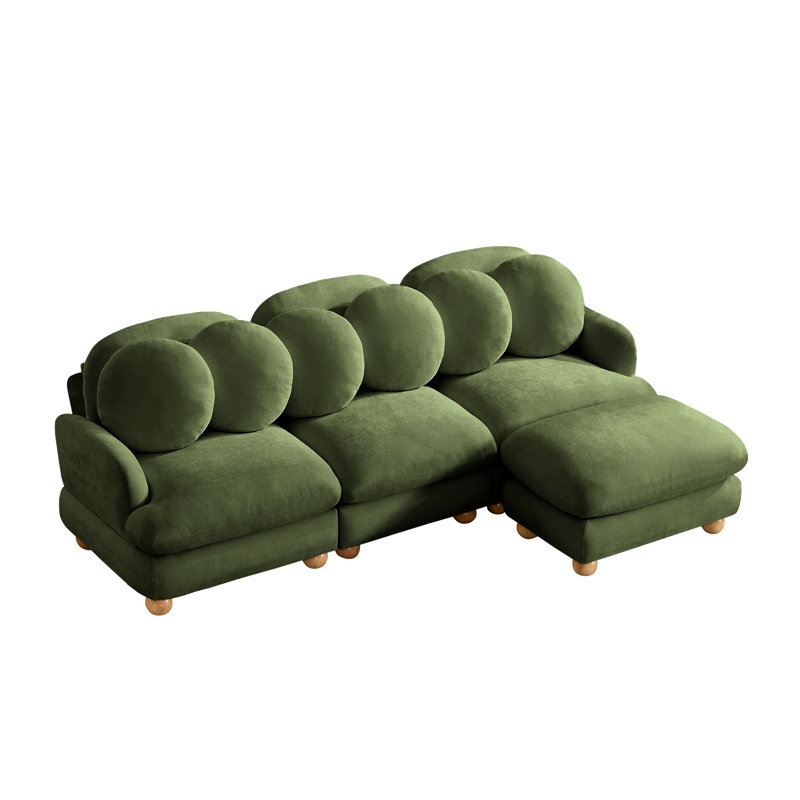 Canapé d'angle modulaire confortable, Beige Chenille
