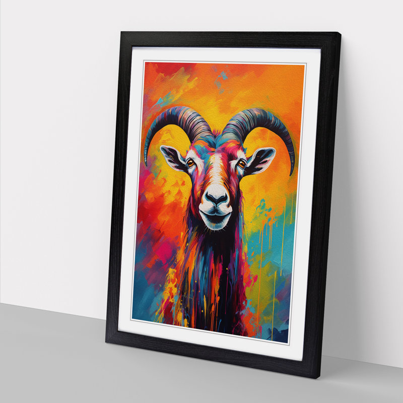 Goat Expressionism - Framed Print, Black, 34cm H x 25cm W x 2cm D