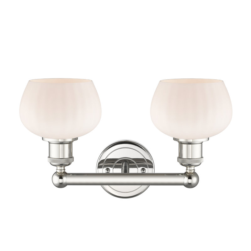 Éclairage pour meuble-lavabo à 2 lumières, Nickel poli, Blanc mat