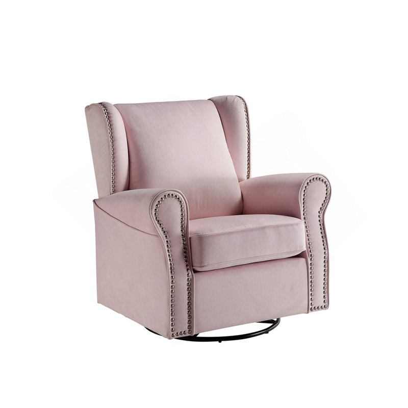 Chaise pivotante rembourrée en tissu avec fauteuil coulissant, rose