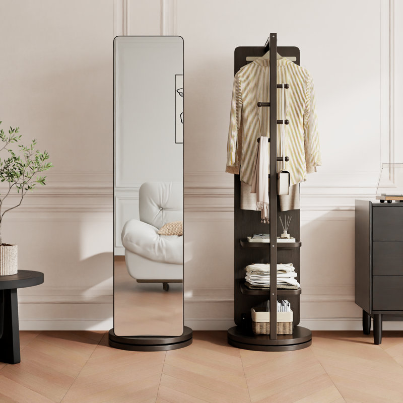 Miroir pleine grandeur Aevah, 70 pi H × 20 pi L × 14,6 pi P, Pivotant, Noir