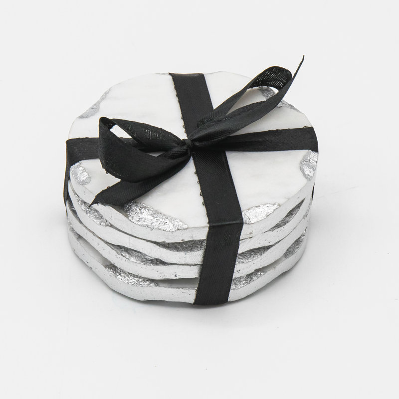 Ensemble de sous-verres Edica Marquise, Blanc / argent