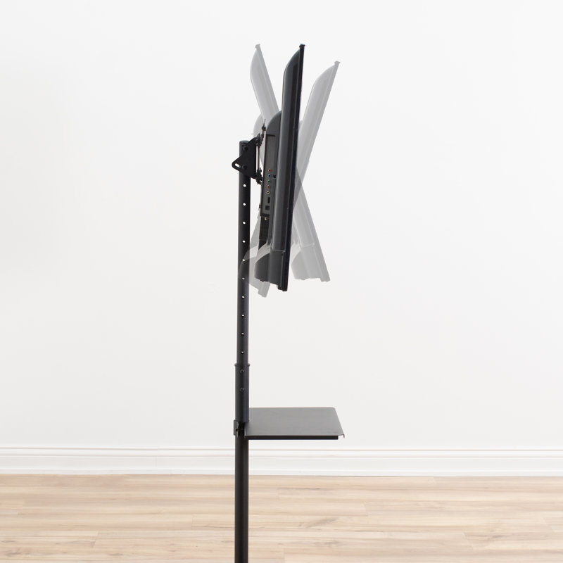 Black Adjustable TV Floor Stand with Storage Shelf, 13" to 50"