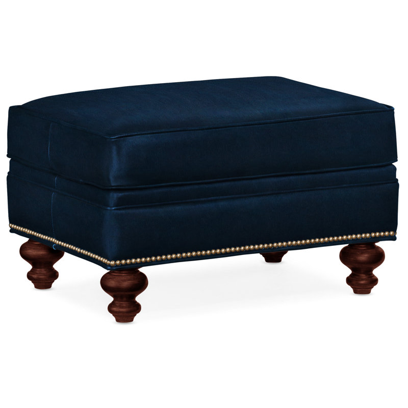 Repose-pieds rectangulaire en cuir véritable 26 "West, Cuir véritable Outsider Raven, Acajou, Naturel