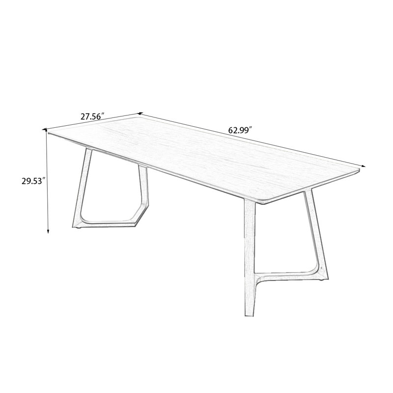 Brown Rectangular Solid Wood Dining Table, 29.53"H x 62.99"L x 27.56"W