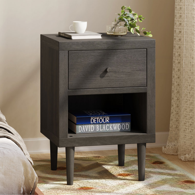 Table de chevet 2 tiroirs, Gris