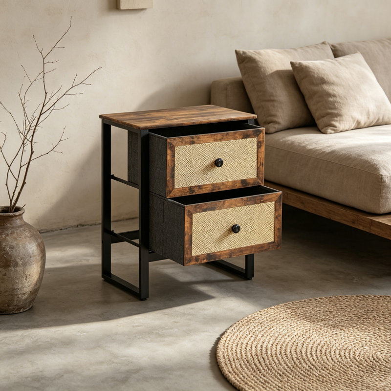 50 cm W Steel Bedside Table