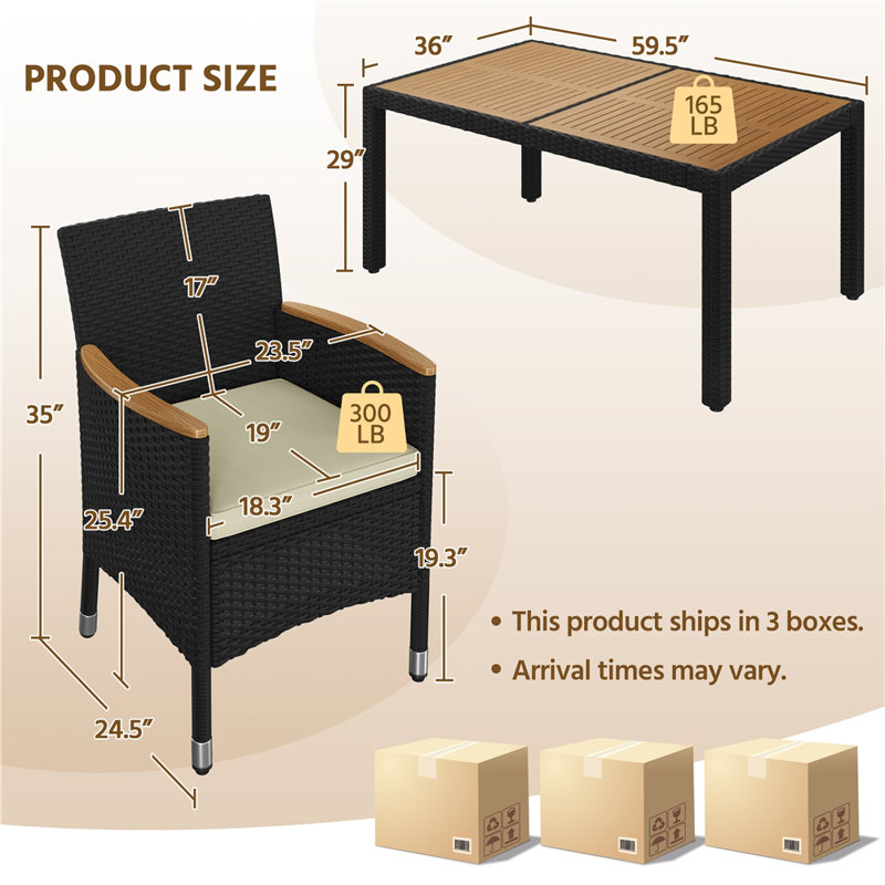 6-Person Steel Patio Dining Set