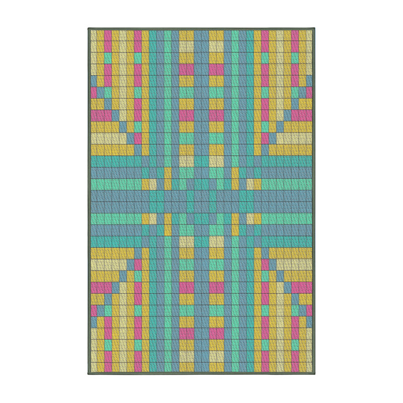 Tapis gris/zone noire à motifs, Rectangle 5 pi x 7 pi