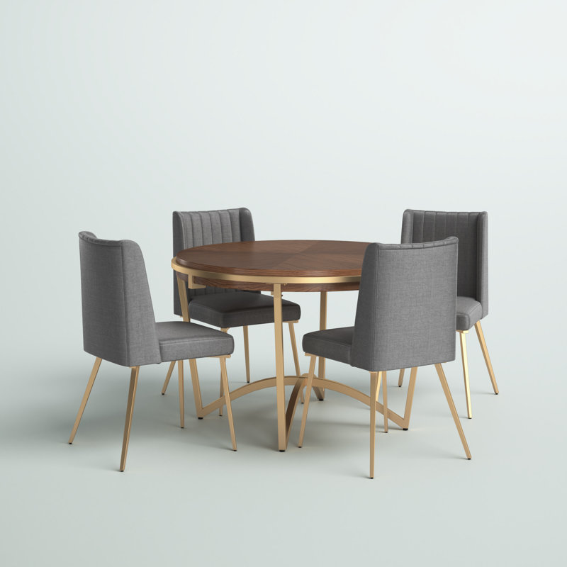 Ensemble repas pour 4 personnes Simmerman, Sergé à chevrons gris