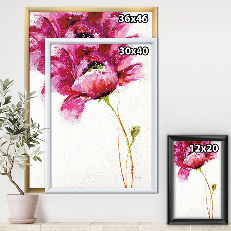 Cadre photo « big red fleurs », reproduction sur toile, Cadre noir, H 46 po x l 36 po x P 1,5 po