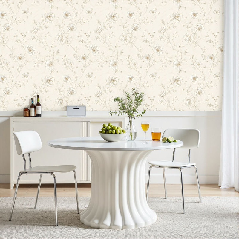 Papier peint adhésif à motif de fleurs délicates Boho Farmhouse, 117.96" L x 23.6" W