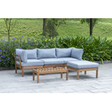 Leonetta Solid Wood 3- Person Seating Group with Cushions