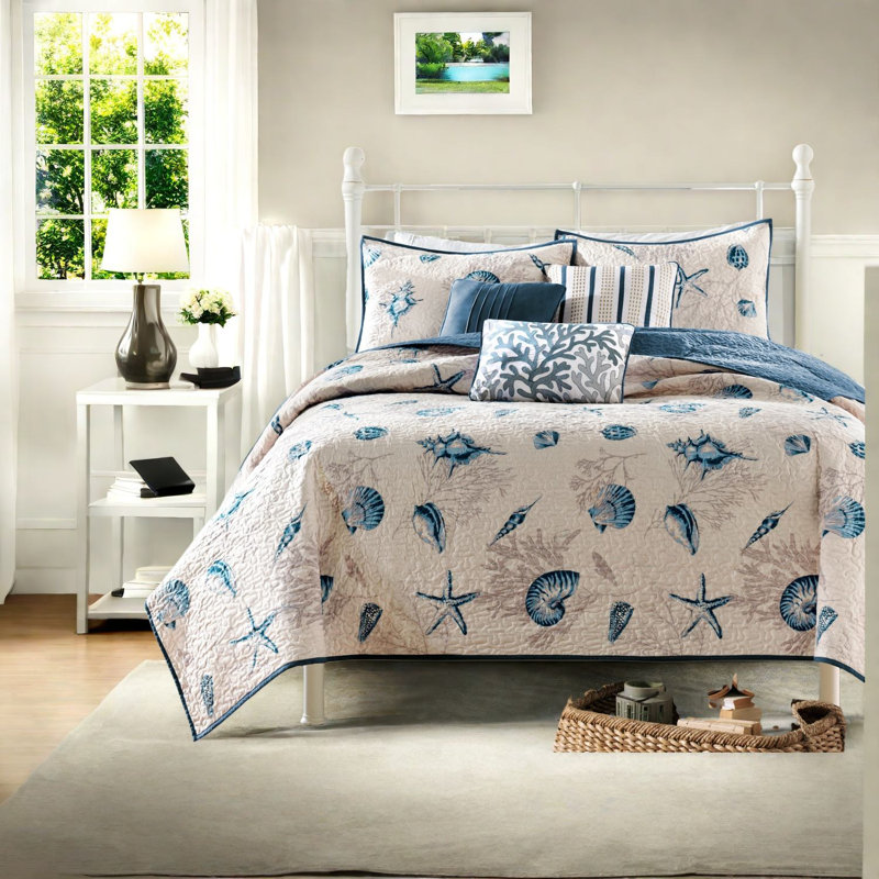 Coastal King Bedding Sets, Polyester Microfiber, Reversible Comfort For Home
