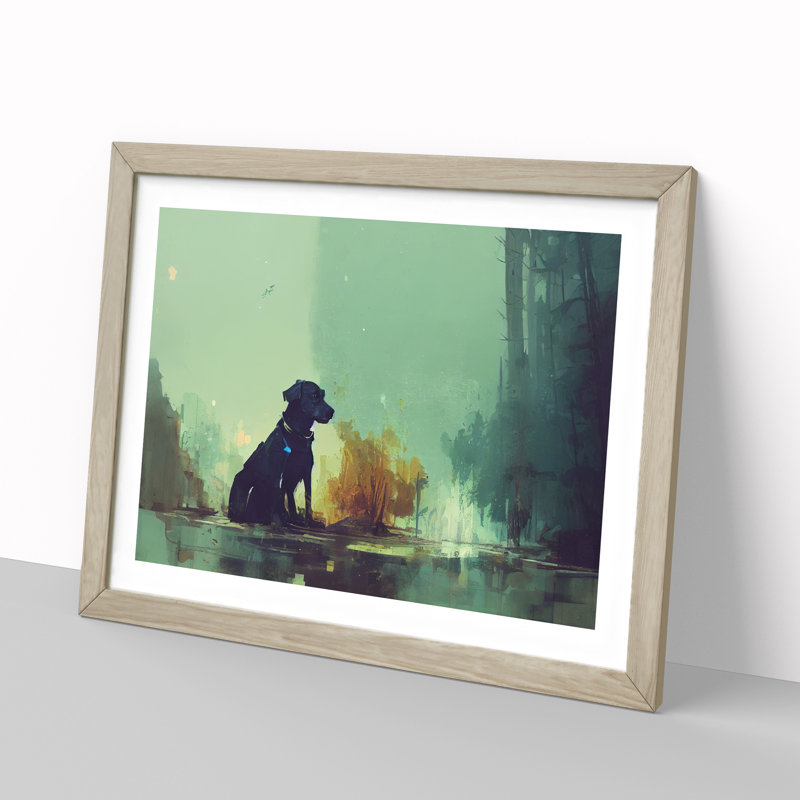 Dog Vol.4 Abstract - Single Picture Frame Print, 34cm H x 46cm W, Oak