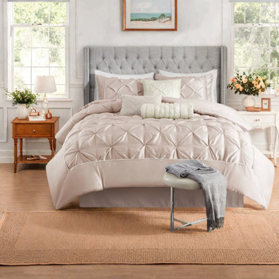 Élégant ensemble de literie pour grand lit 7 pièces, édredon 100% polyester avec coussins décoratifs