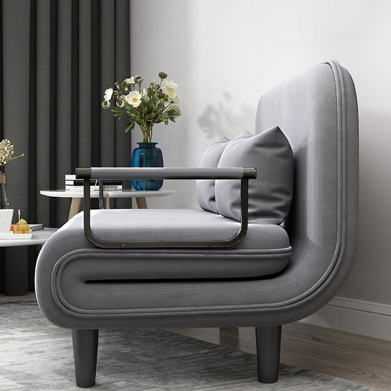 Fauteuil convertible gris - éponge, métal robuste, matériaux de qualité ajustables, fabrication en métal
