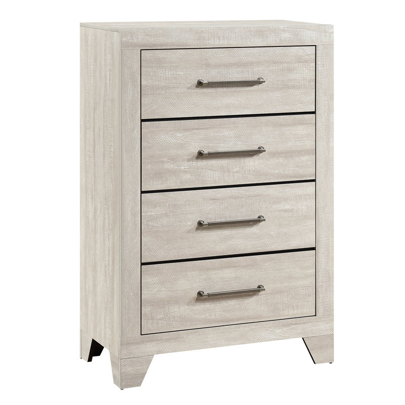 Commode de rangement contemporaine 4 tiroirs en bois pour chambre à coucher 1 pièce