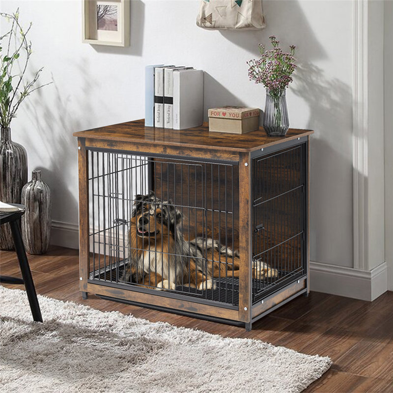 Caisse pour animal de compagnie patinée Algunde, Grand (H 30 po x l 38,38 po x P 23,23 po)