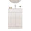 Ensemble de meuble-lavabo 24 po avec lavabo, meuble 2 portes, avec tablette, conception sans poignée, lavabo en céramique à bordure épaisse unique, charnière à système de fermeture en douceur, assemblage facile, blanc brillant