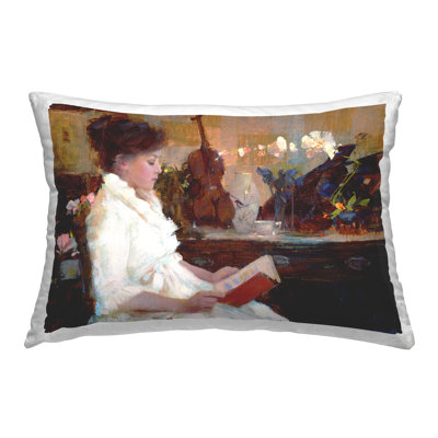 Coussin décoratif classique, lecture de fille, par Katie Swatland