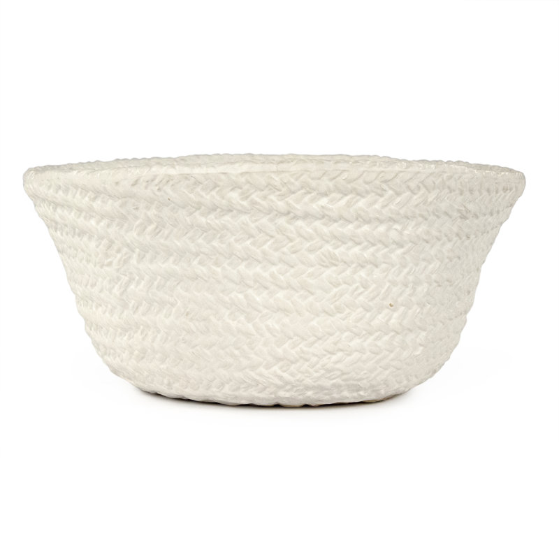 Cross Weave Earthenware Salad Bowl, White