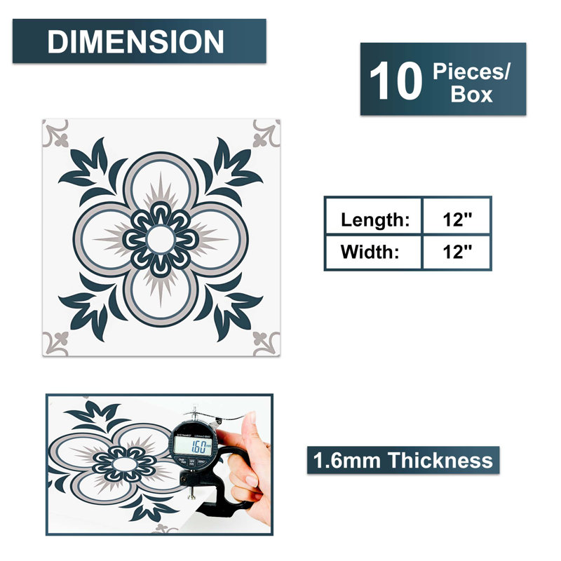 12 po X 12 po Autocollants de dosseret en vinyle autocollant, carreau mural multicolore pour la cuisine (10 pieds carrés)