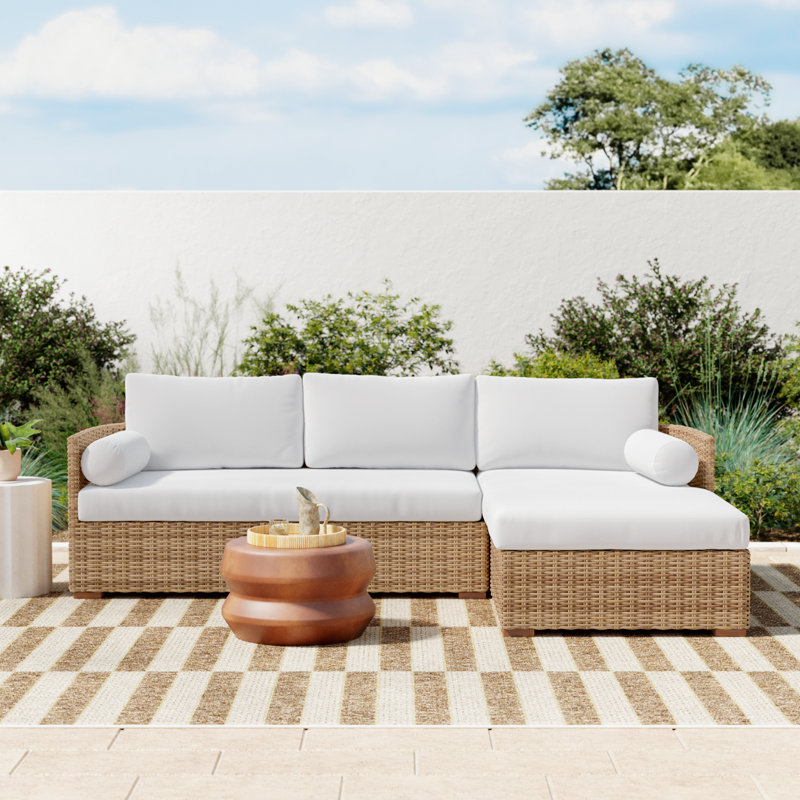  Maddie 100" Wicker Chaise Sectional, Natural