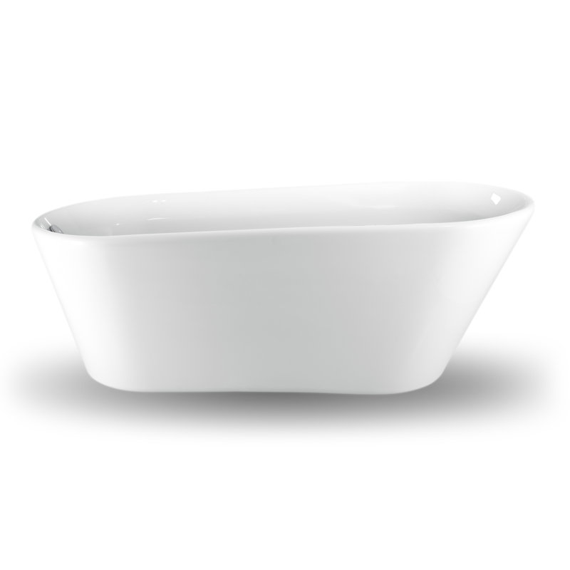 61" Streamline Freestanding Soaking Acrylic Bathtub With Drain and Bamboo Tray, Polished Chrome