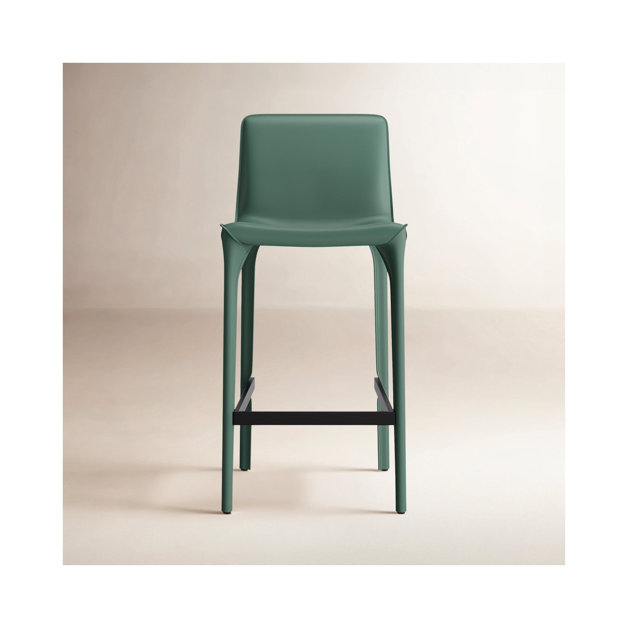 Vannes Vegan Leather Barstool, Green, 4