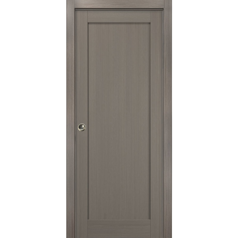 Porte de placard coulissante Quadro, 28 po x 80 po, Gris cendré