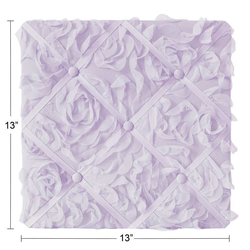Lavender Rose Fabric Memo Board with Button Detail