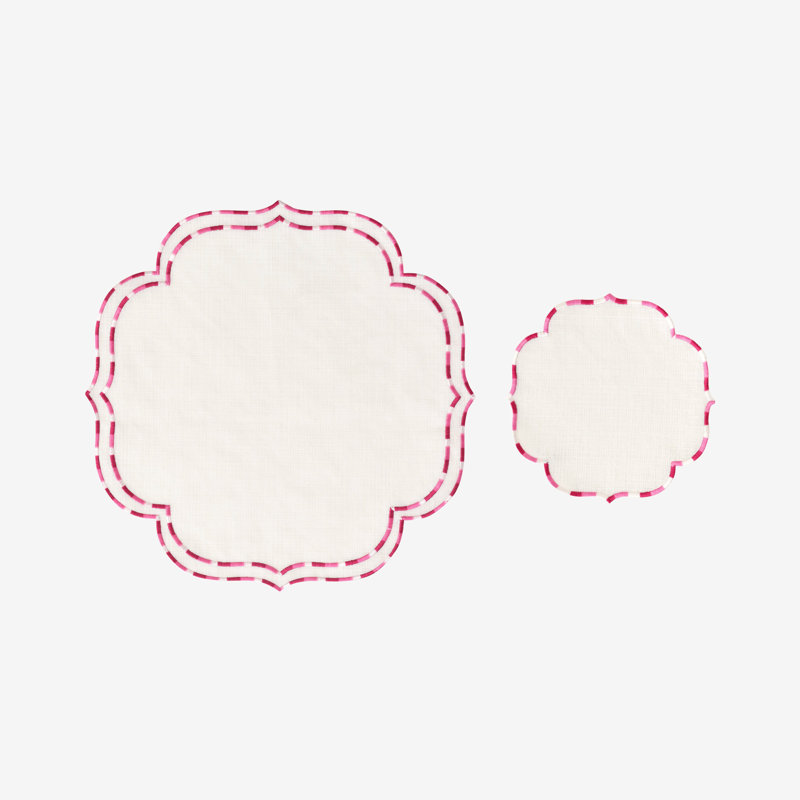 Chartian Cotton Embroidered Round, Pink