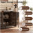 Farmhouse 47 in. W Sideboard Buffet Accent Storage Cabinet with Strip Skeleton Door and Adjustable shelves