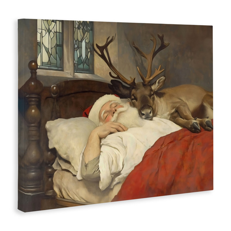 Toile Goodnight Santa & Reindeer, design par Arlington Prints, H 30 po x l 40 po