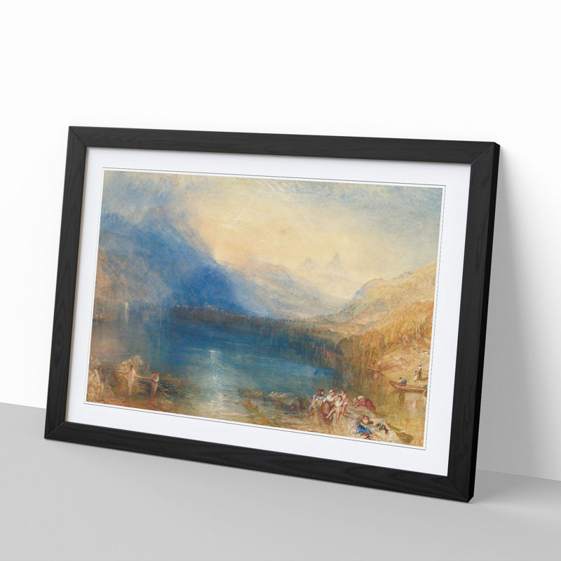Lake of Zug by Joseph Mallord William Turner - Picture Frame Painting, Black Framed, 48cm H x 65cm W x 2cm D