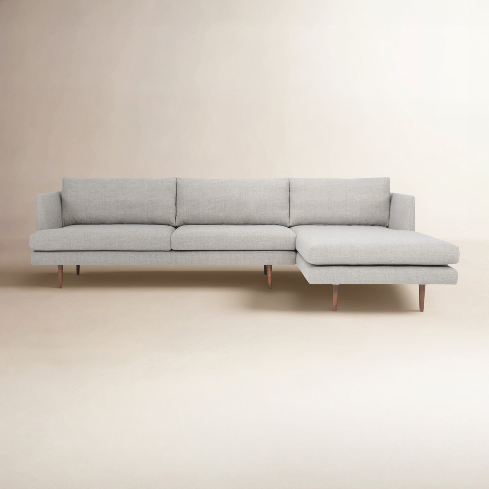 Miller 2 - Piece Upholstered Chaise Sectional, Right Hand Facing, Light Gray Polyester Blend