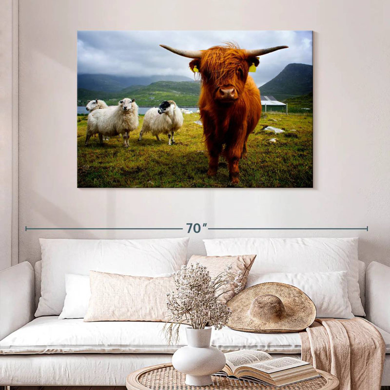 Brampt Highland Cow and Friends, H 32 po x l 48 po
